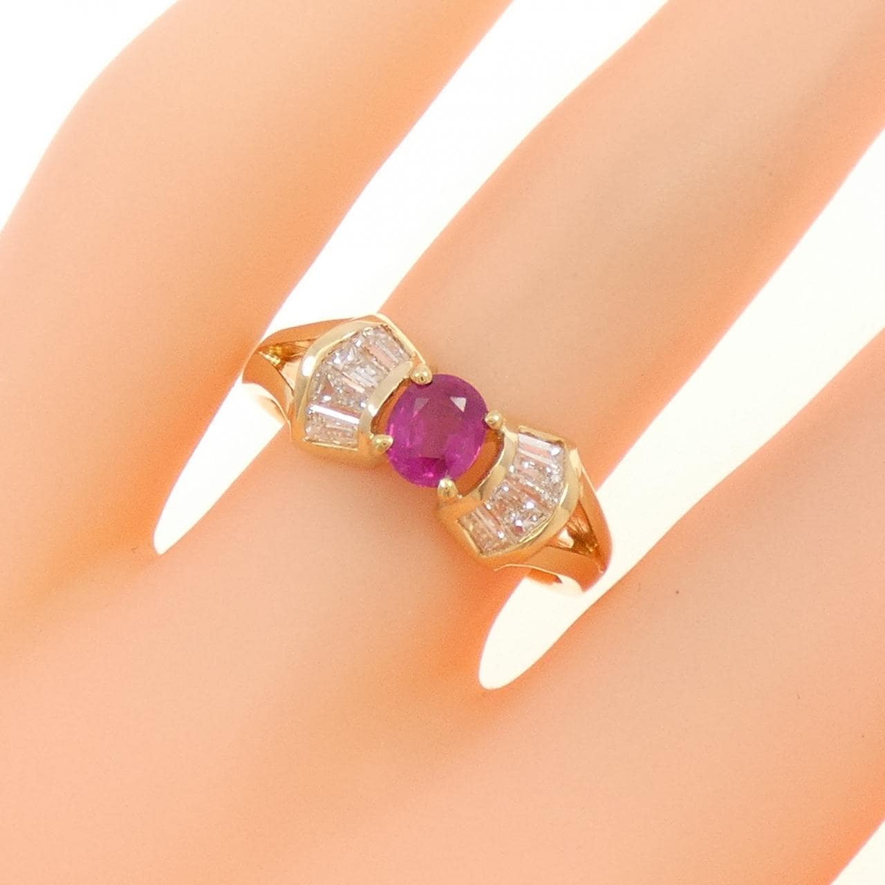 K18YG ルビー リング 0.46CT
