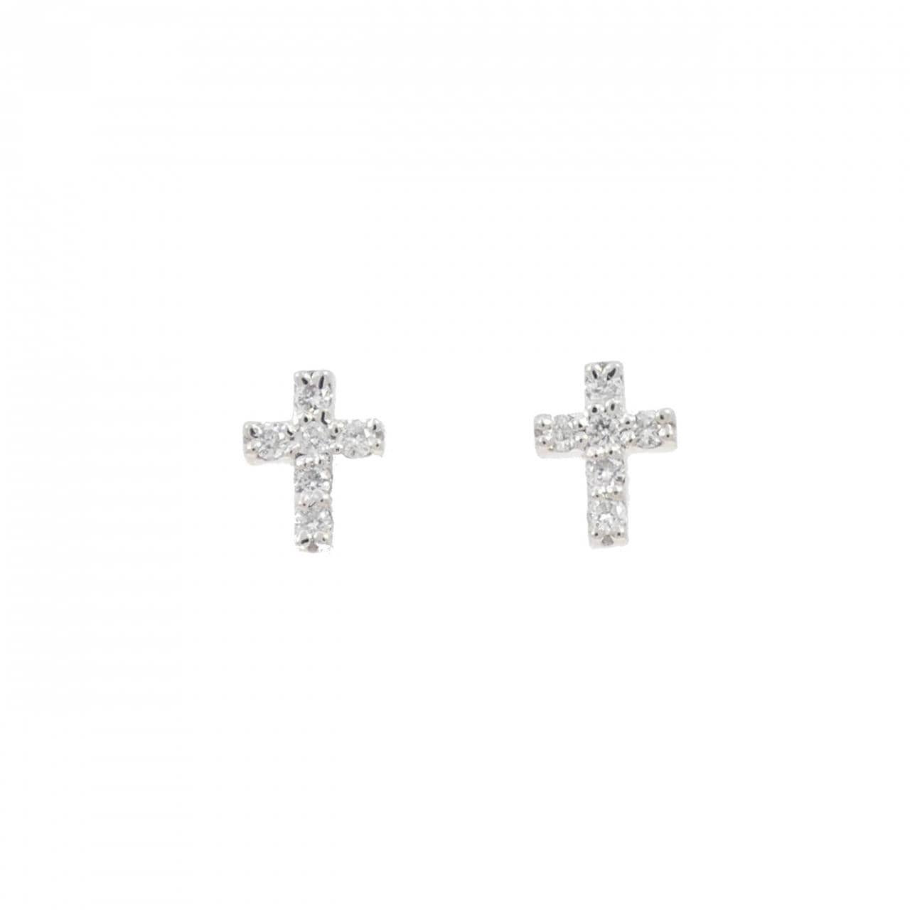【新品】PT900 クロス ダイヤモンド ピアス 0.06CT