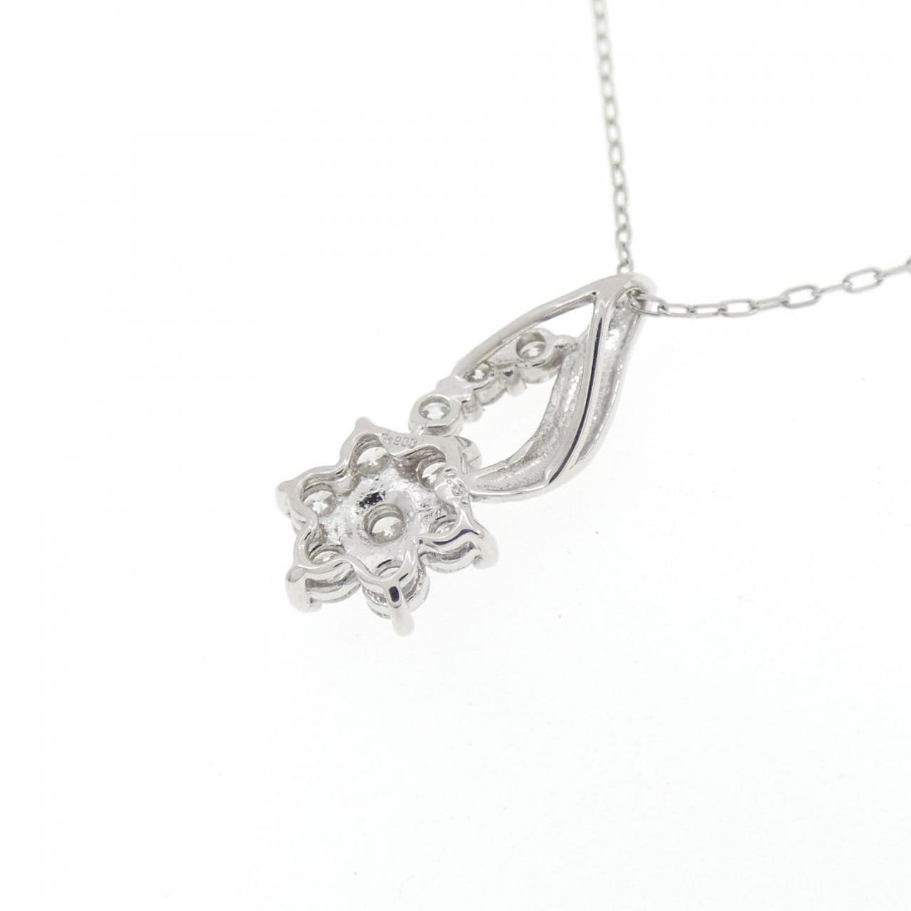 PT900/PT850 フラワー ダイヤモンド ネックレス 0.30CT