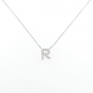 K10WG イニシャルR ダイヤモンド ネックレス 0.11CT