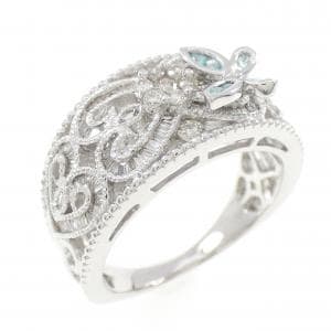 K18WG バタフライ トルマリン リング 0.04CT