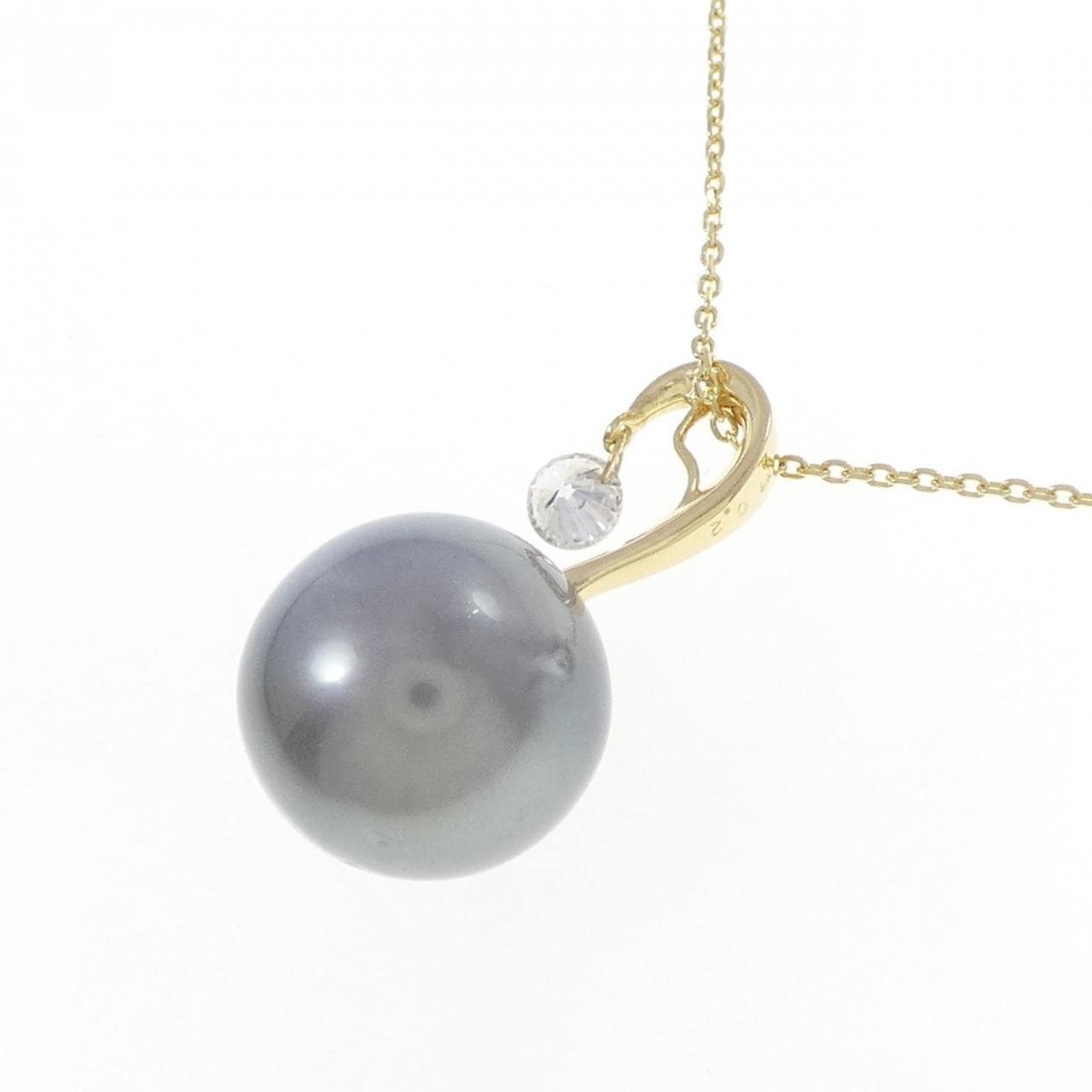 K18YG 黒蝶パール ネックレス 12.7mm