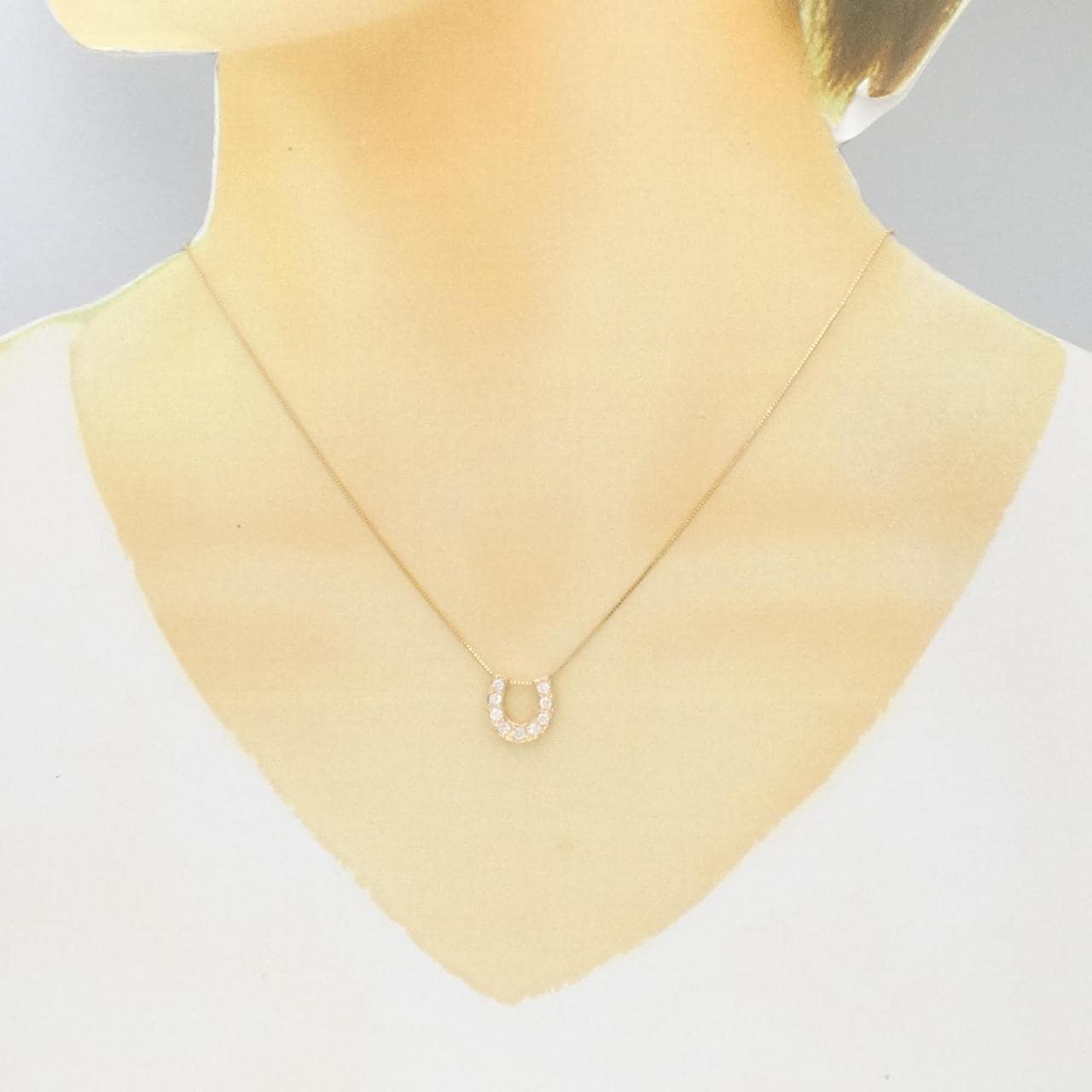 K18PG Horseshoe Diamond Necklace 0.30CT