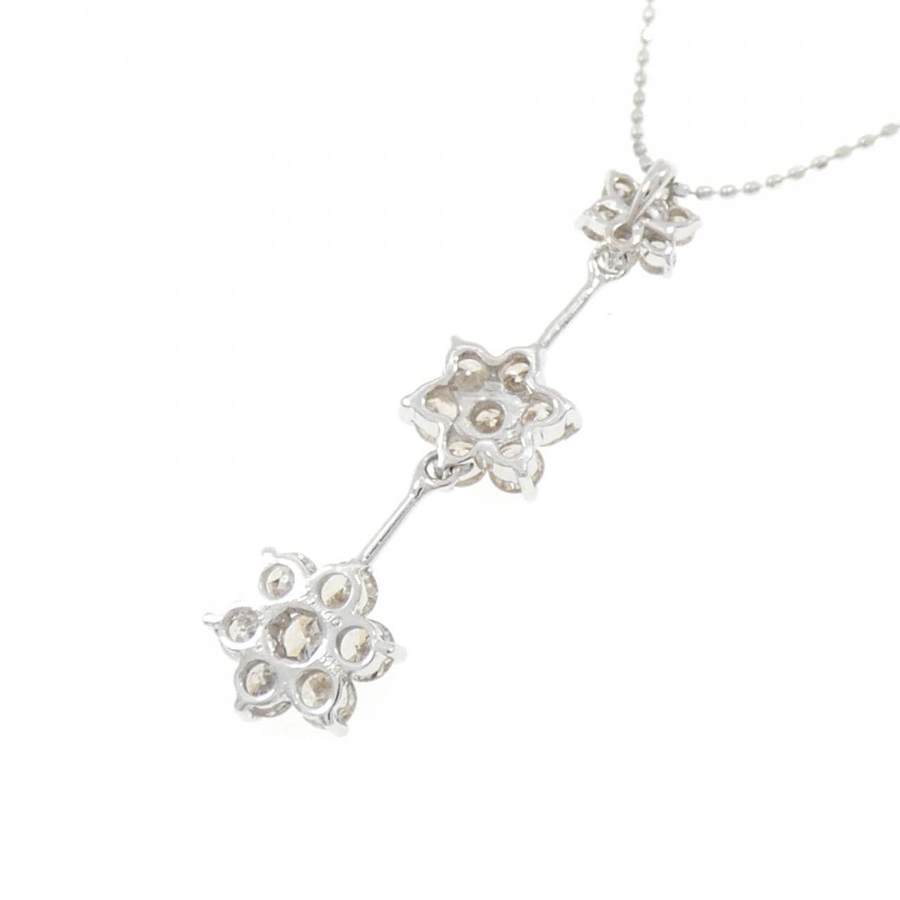 K18WG フラワー ダイヤモンド ネックレス 1.00CT