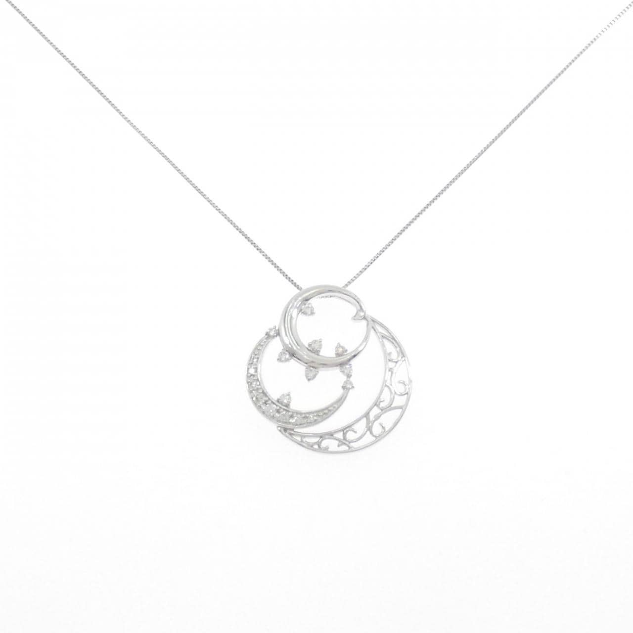 K18WG ムーン ダイヤモンド ネックレス 0.20CT