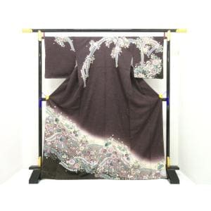 【未使用品】訪問着　友禅金彩加工　銀通し