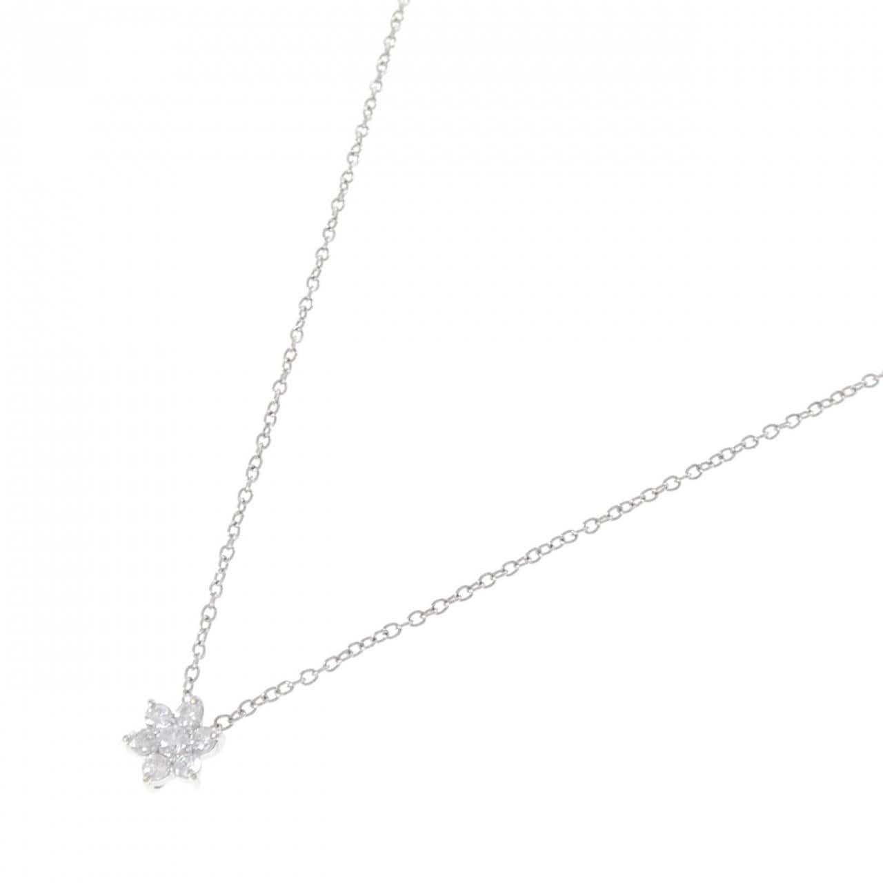 PT900/PT850 フラワー ダイヤモンド ネックレス 0.30CT
