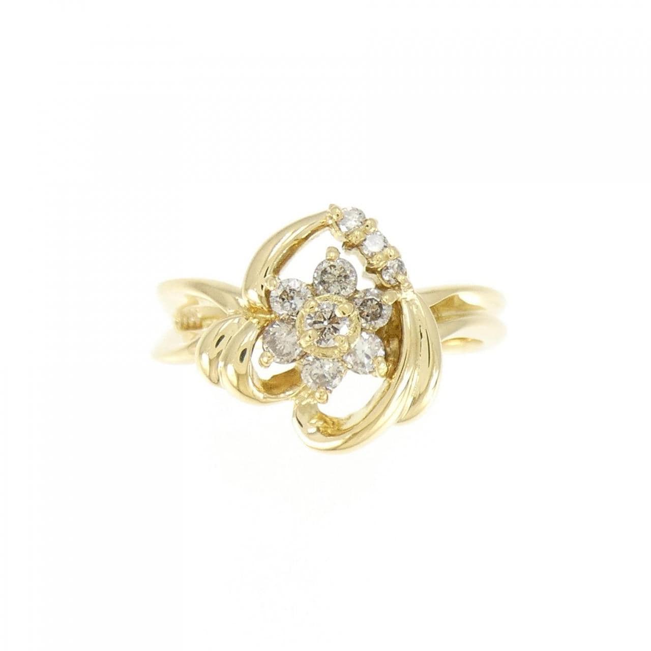 K18YG flower Diamond ring 0.26CT