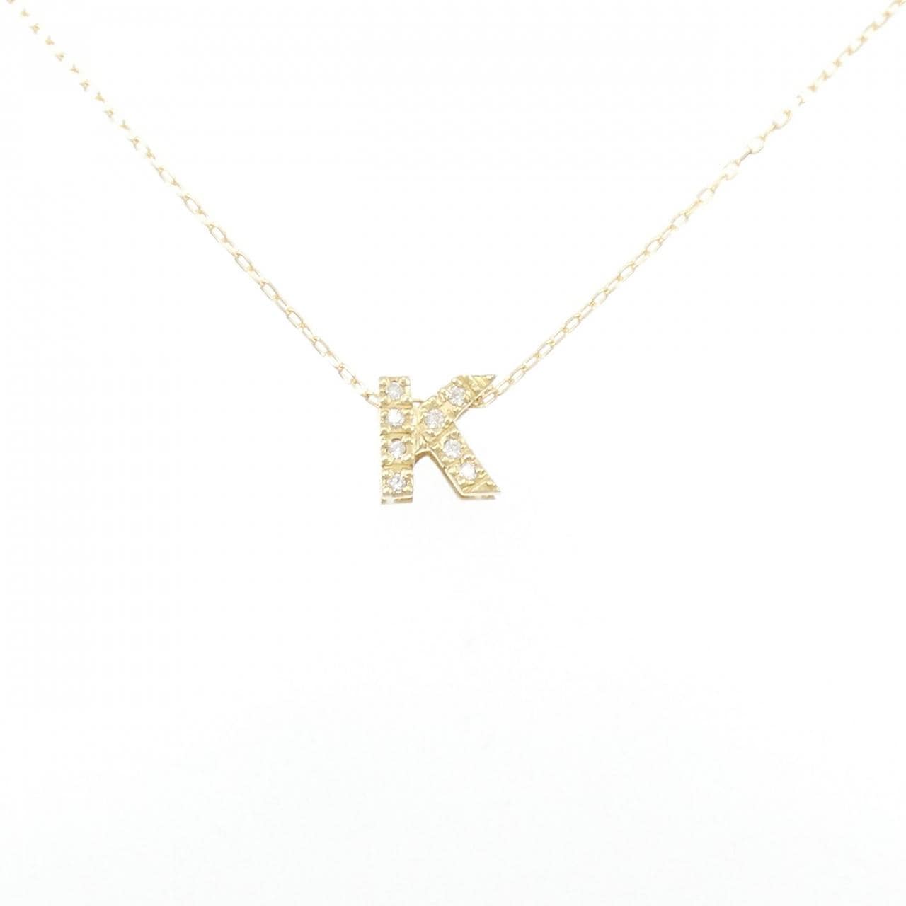 K18YG イニシャルK ダイヤモンド ネックレス 0.08CT