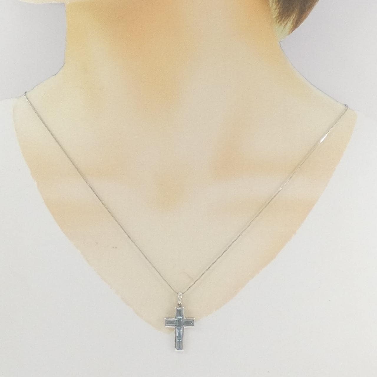 PT900/PT850 クロス アクアマリン ネックレス 1.43CT
