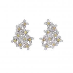 K18WG フラワー ダイヤモンド ピアス/イヤリング 1.48CT