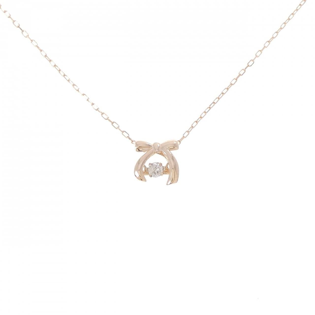 K10PG リボン ダイヤモンド ネックレス 0.05CT