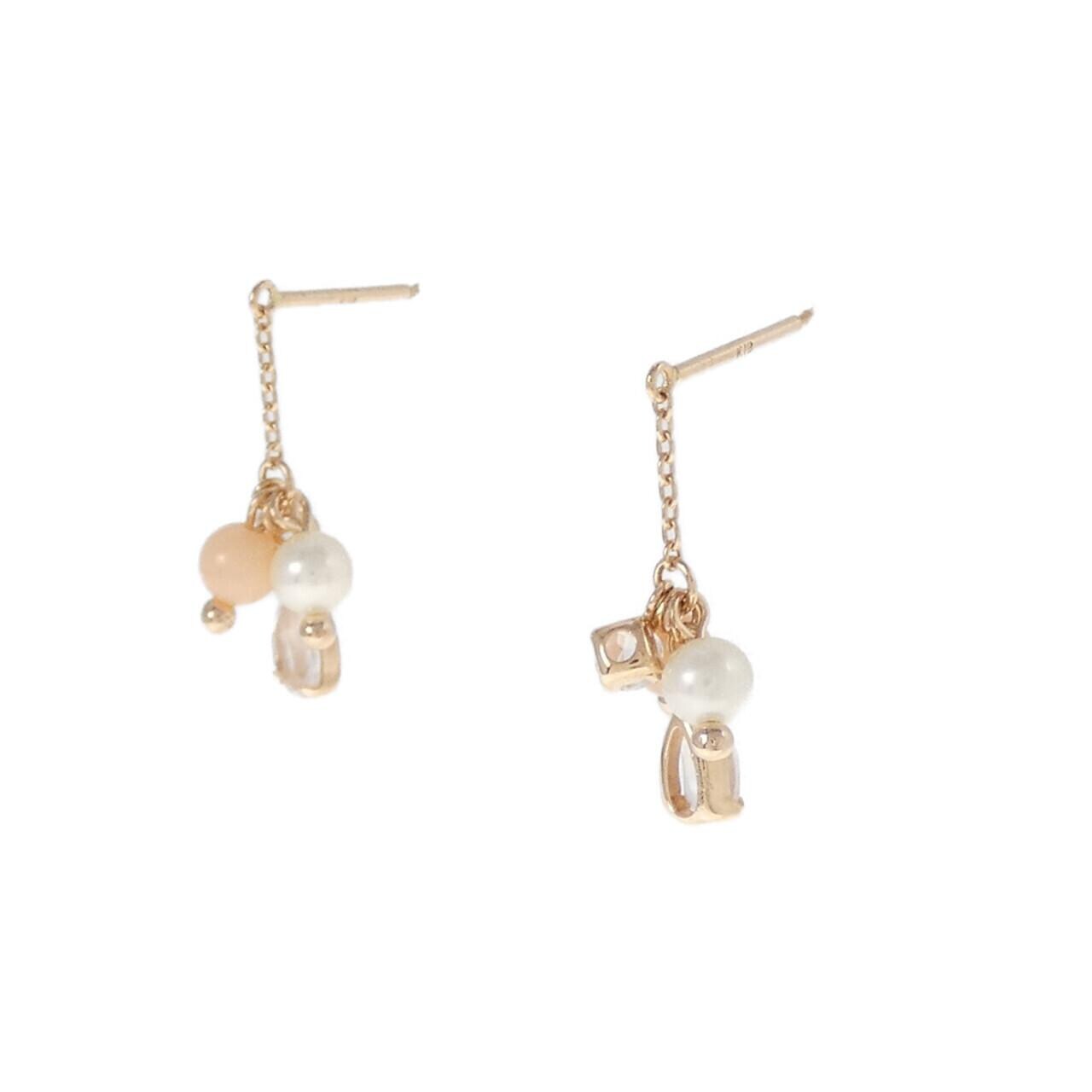 K18PG color stone earrings