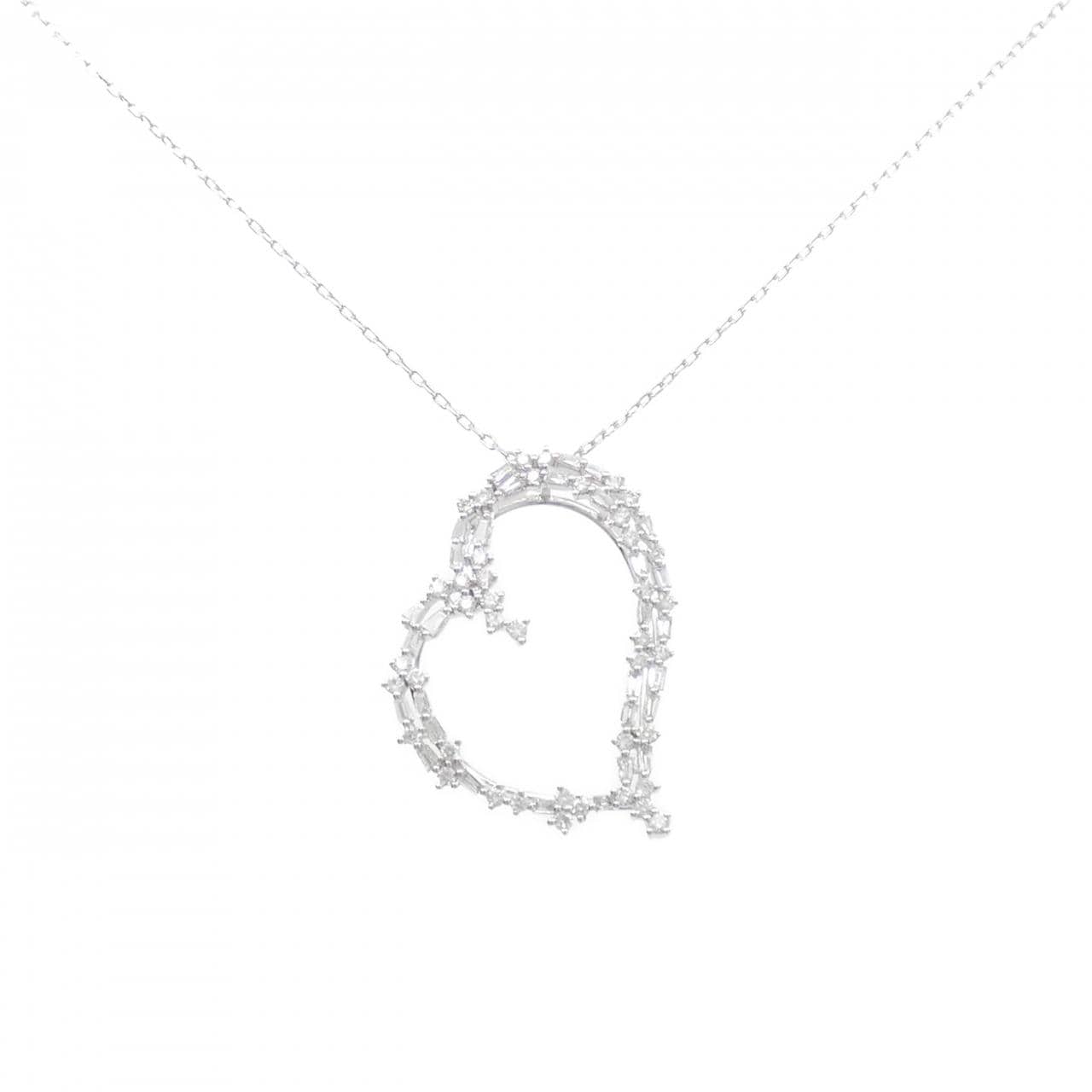 K18WG heart Diamond necklace 0.80CT