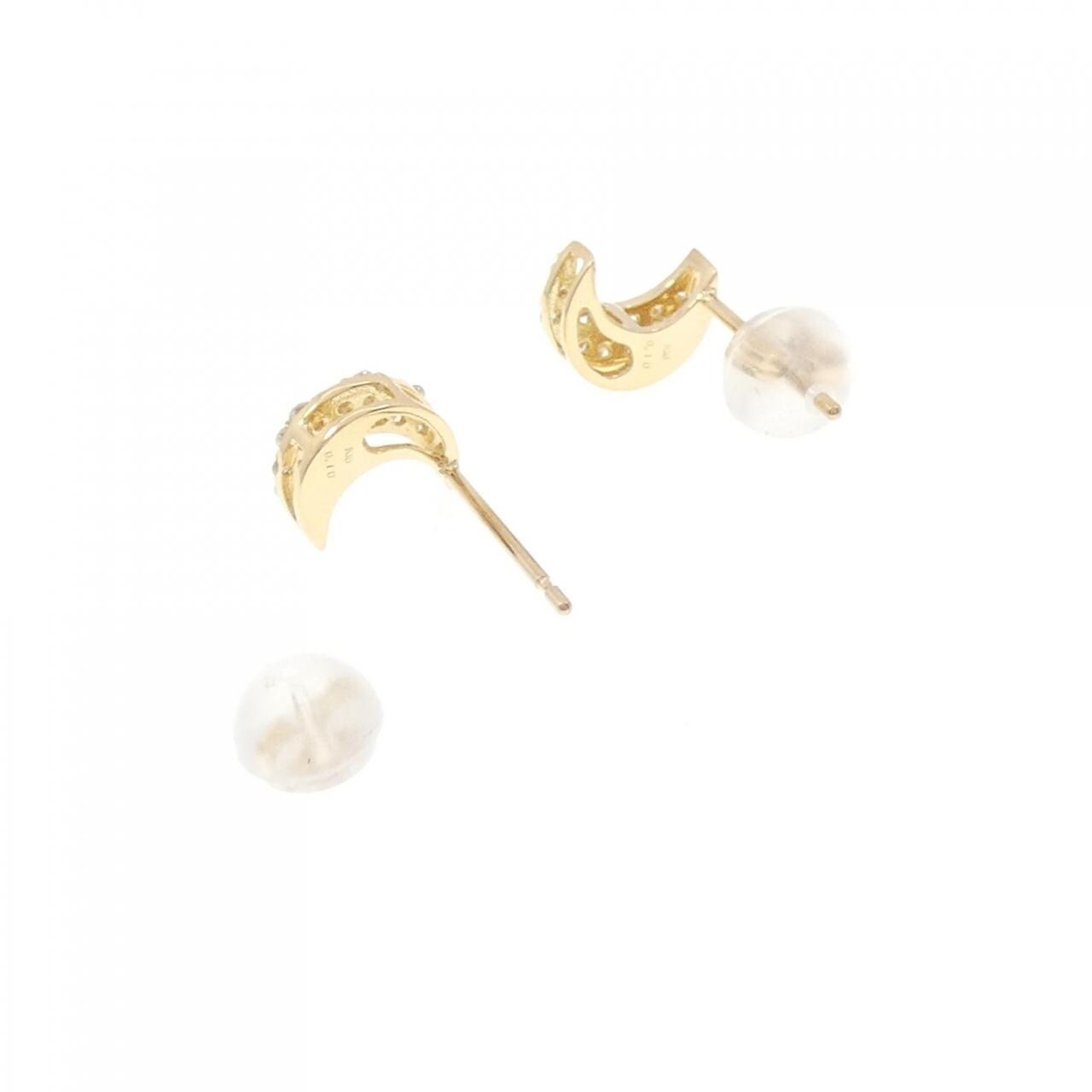 [再加工款] K18YG月亮钻石耳环0.20CT