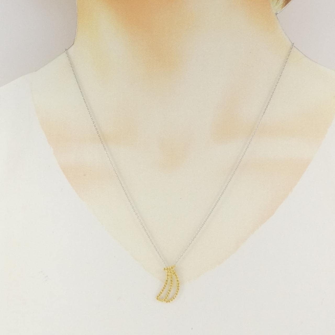 K18YG/K18WG バナナ サファイヤ ネックレス 0.46CT