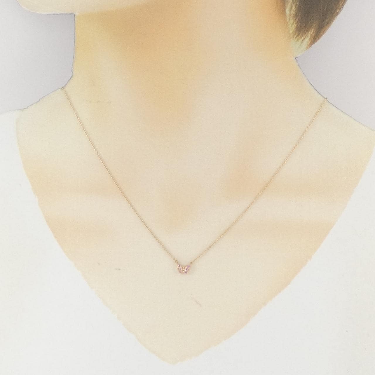 K10PG バタフライ サファイヤ ネックレス 0.03CT
