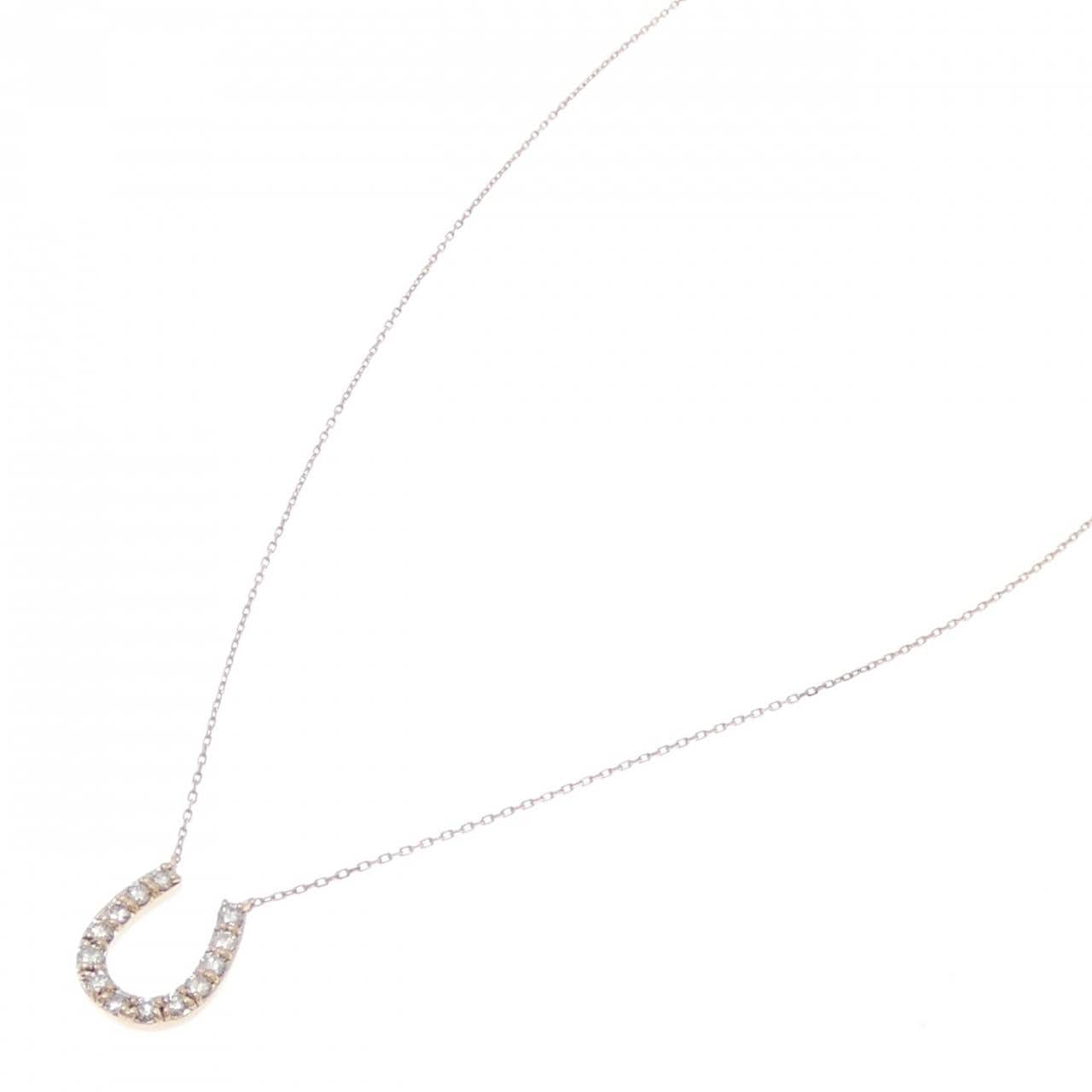 K18PG ホースシュー ダイヤモンド ネックレス 0.32CT