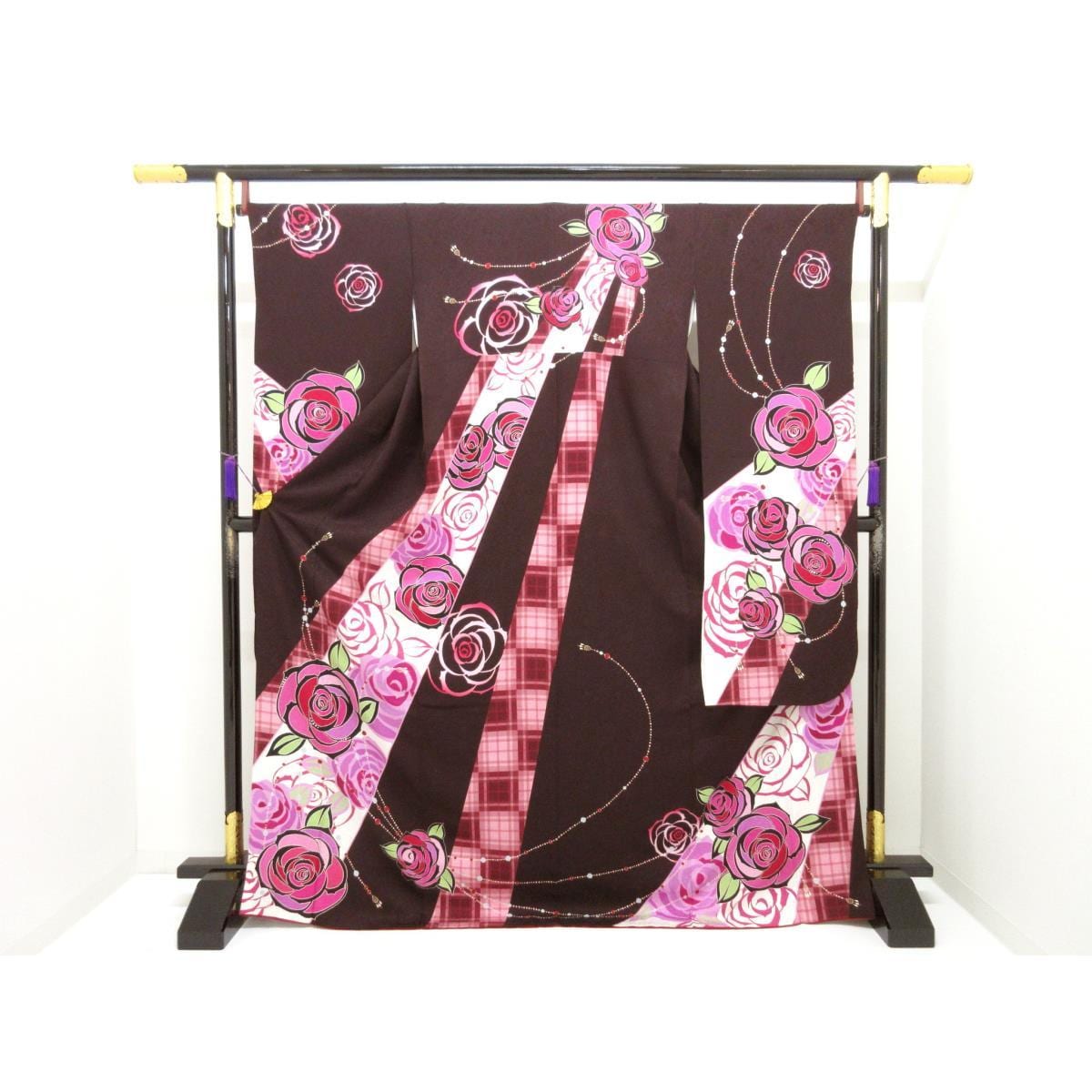 振袖　友禅加工　ラインストーン入り