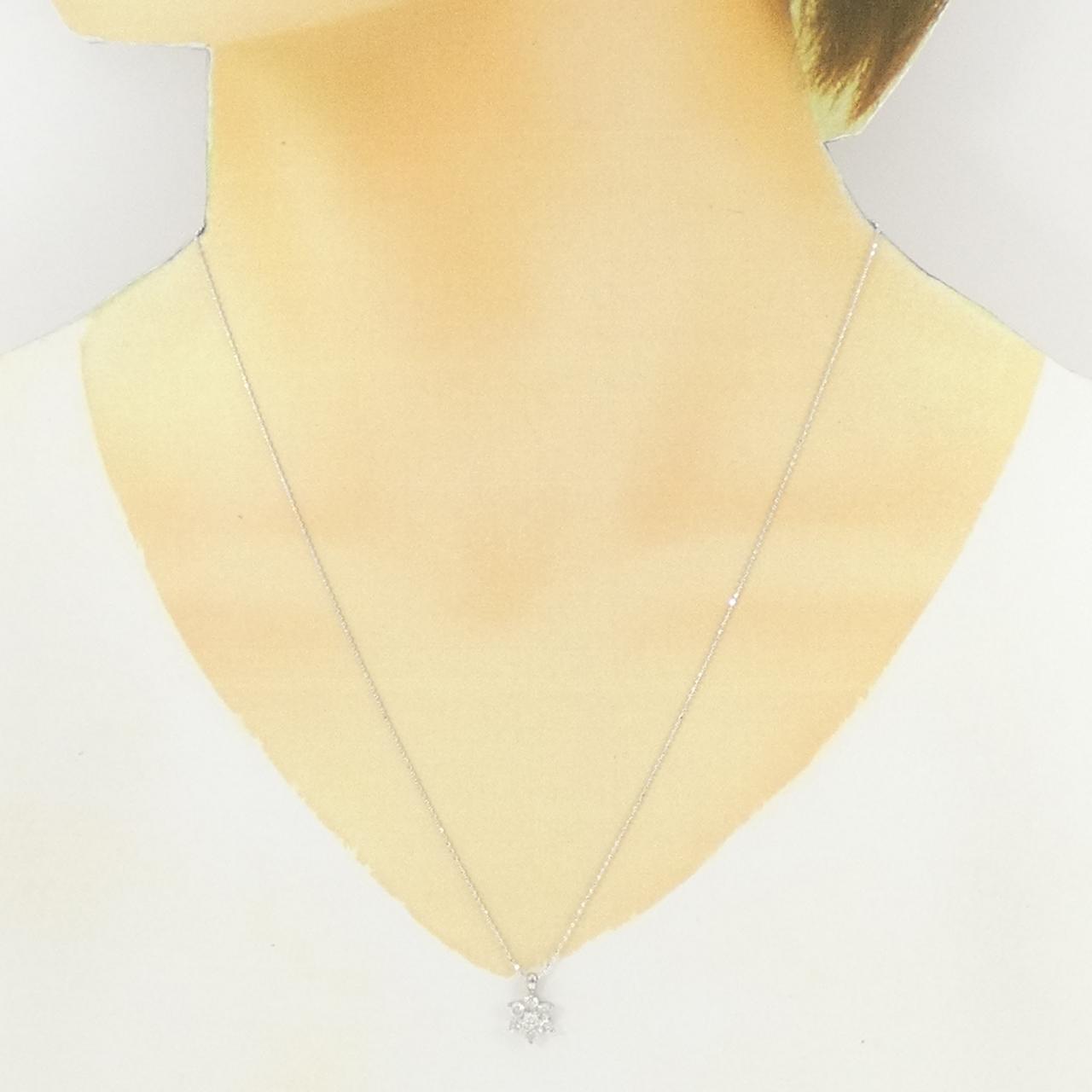 PT900/K18WG フラワー ダイヤモンド ネックレス 0.50CT