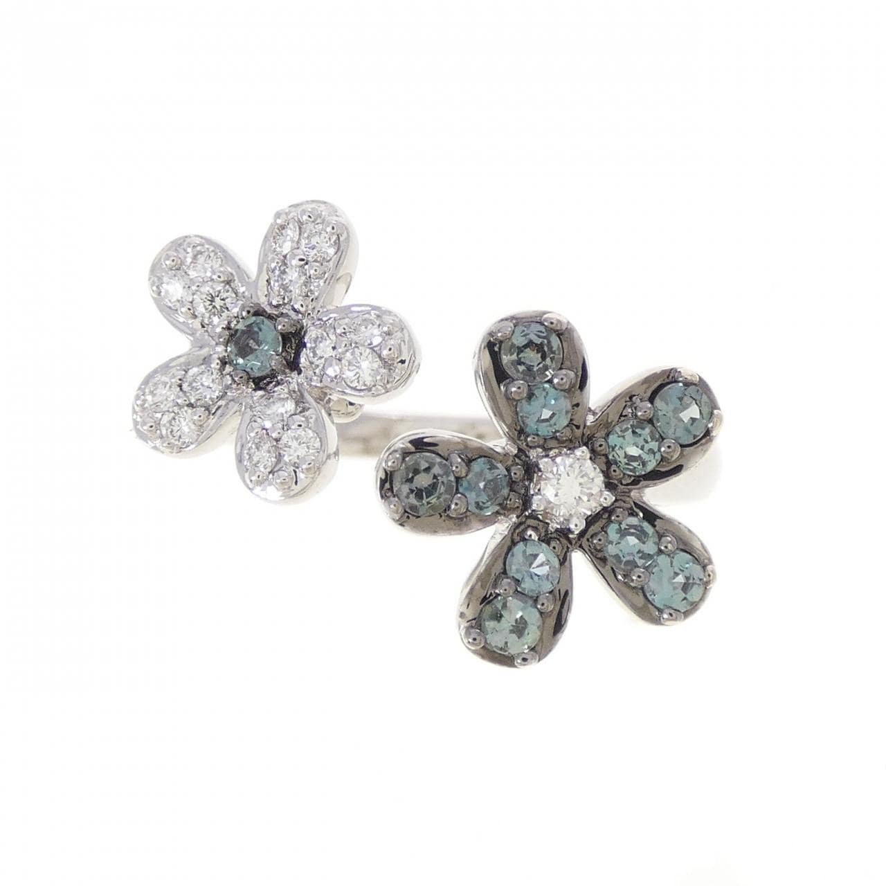 K18WG/K18BG フラワー アレキサンドライト リング 0.27CT