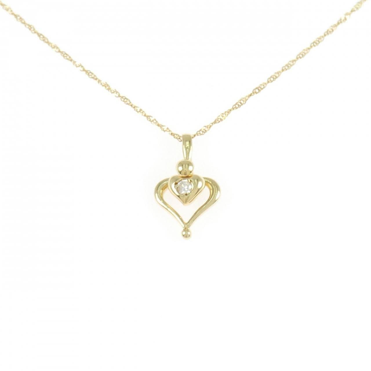 K18YG ハート ダイヤモンド ネックレス 0.05CT