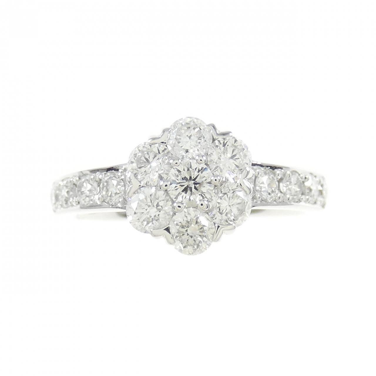 K18WG フラワー ダイヤモンド リング 1.00CT