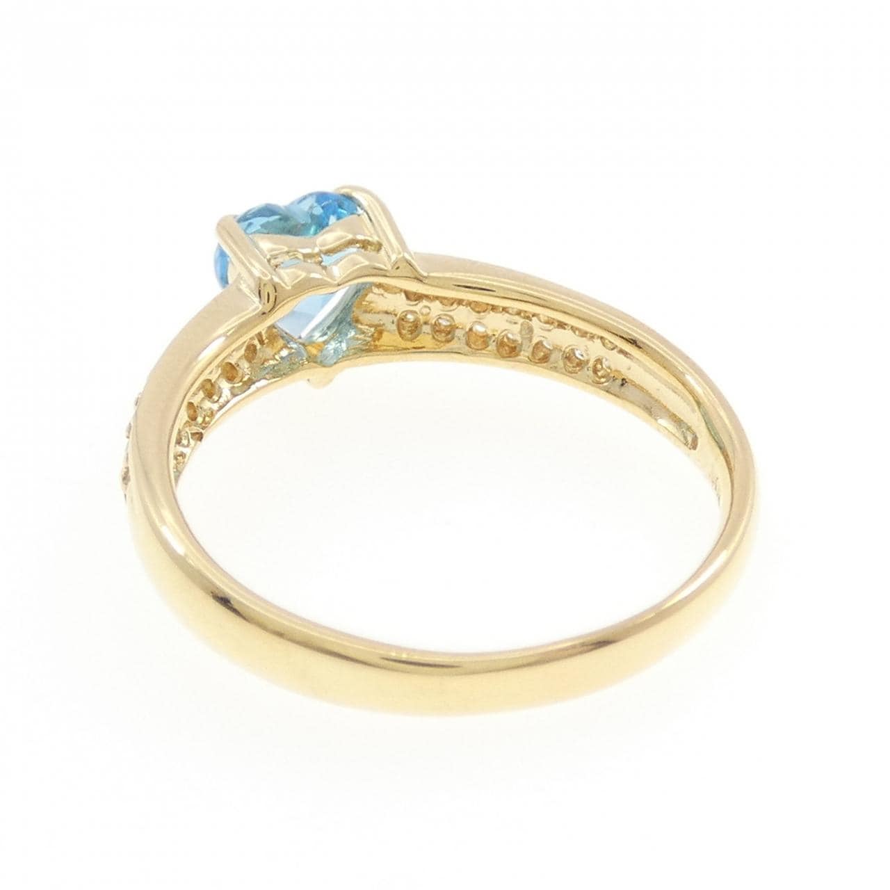 K18YG ハート ブルートパーズ リング