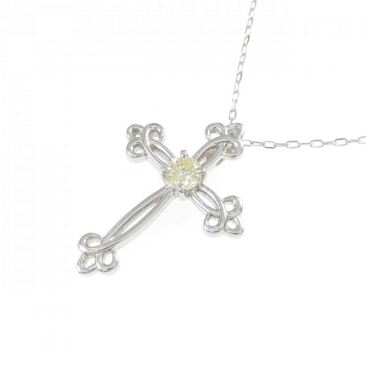 PT950/PT850 クロス ダイヤモンド ネックレス 0.10CT