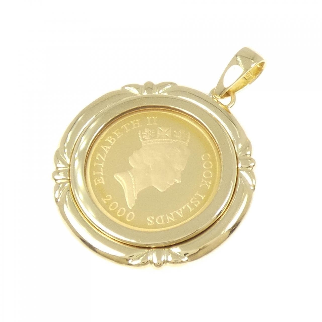 K18YG (frame) coin pendant