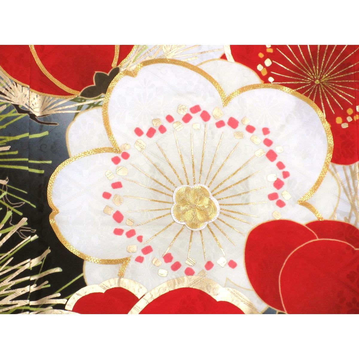 振袖　友禅金彩加工　刺繍入りボカシ染