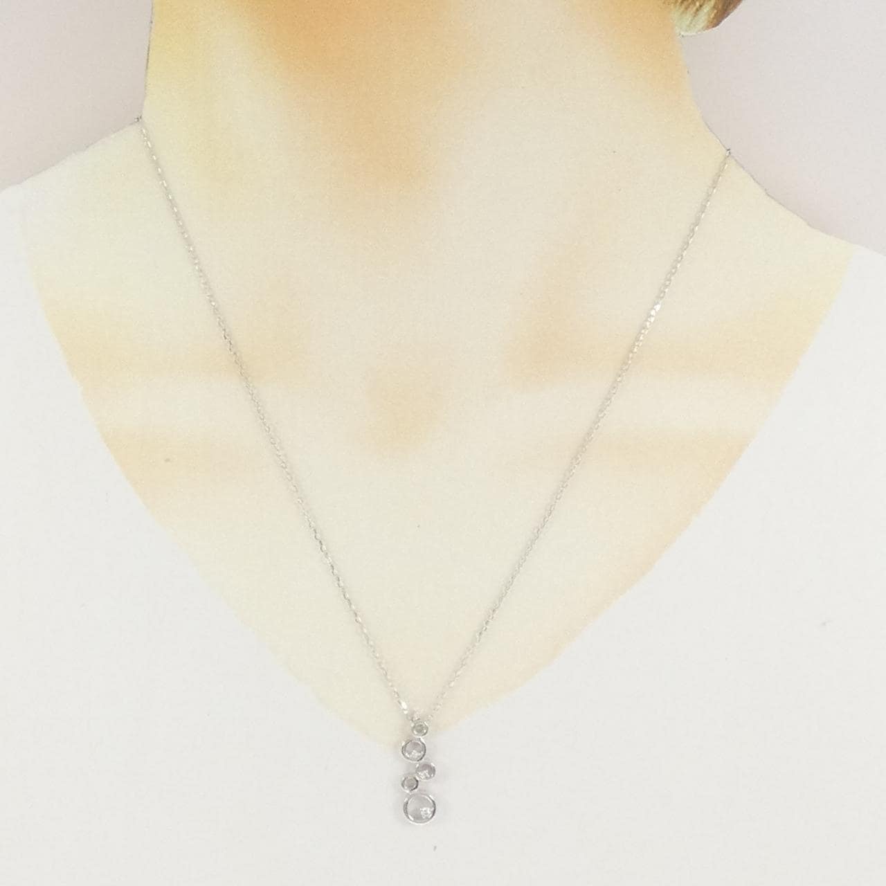 K18WG ダイヤモンド ネックレス 0.05CT