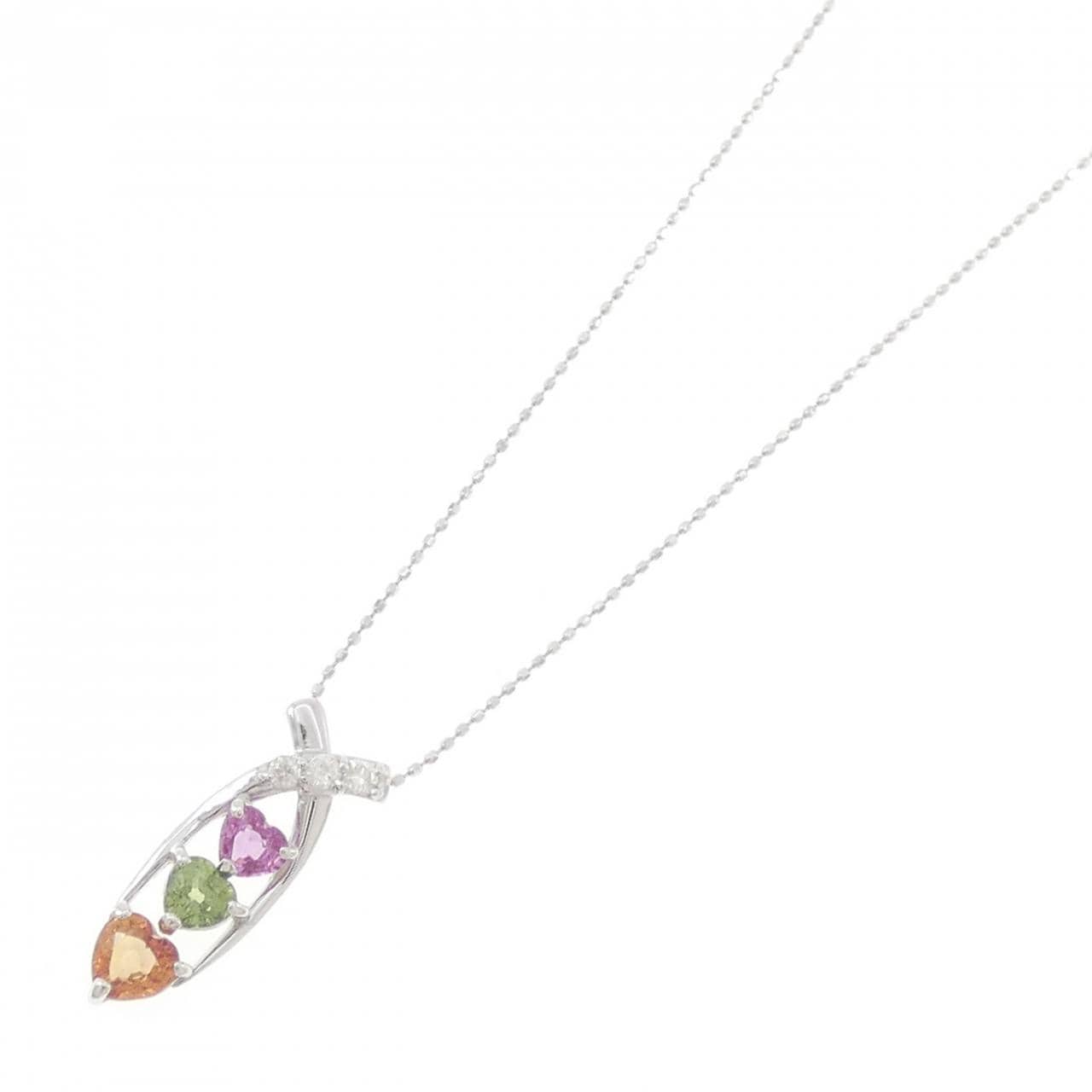 K18WG ハート サファイヤ ネックレス 1.28CT