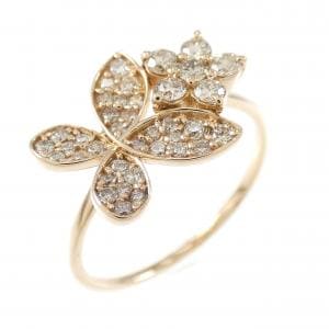 K18PG フラワー ダイヤモンド リング 0.45CT