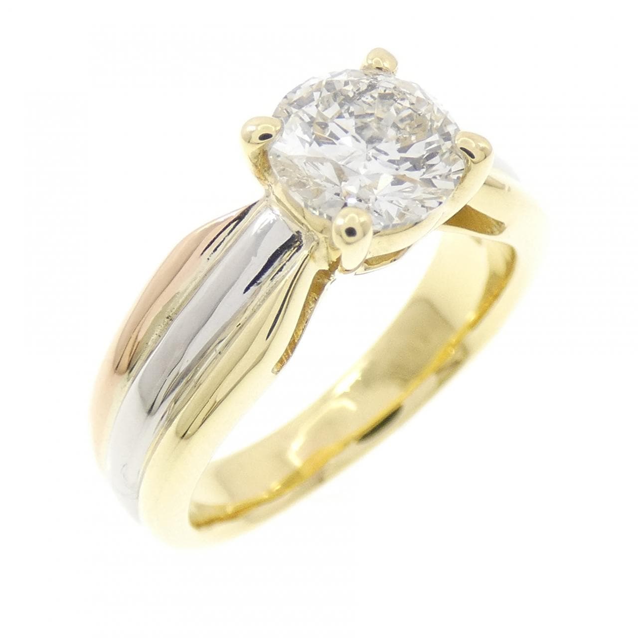 K18YG/PT900/K18PG ダイヤモンド リング 1.006CT