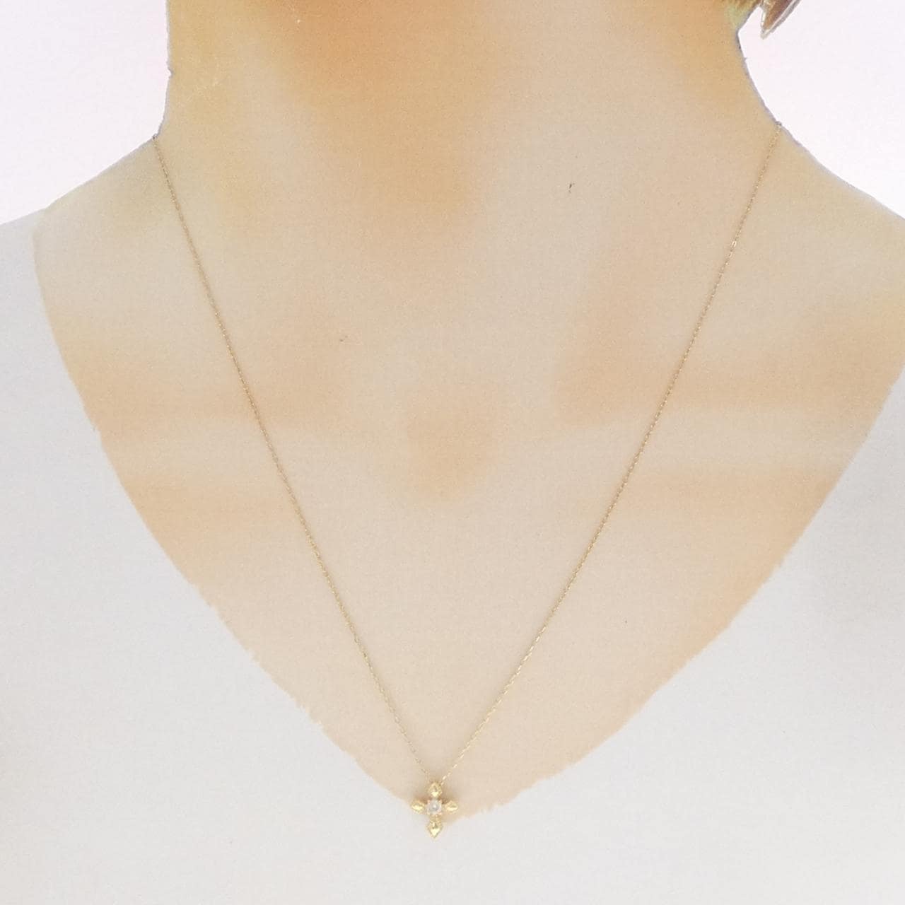 K18YG クロス ダイヤモンド ネックレス 0.07CT