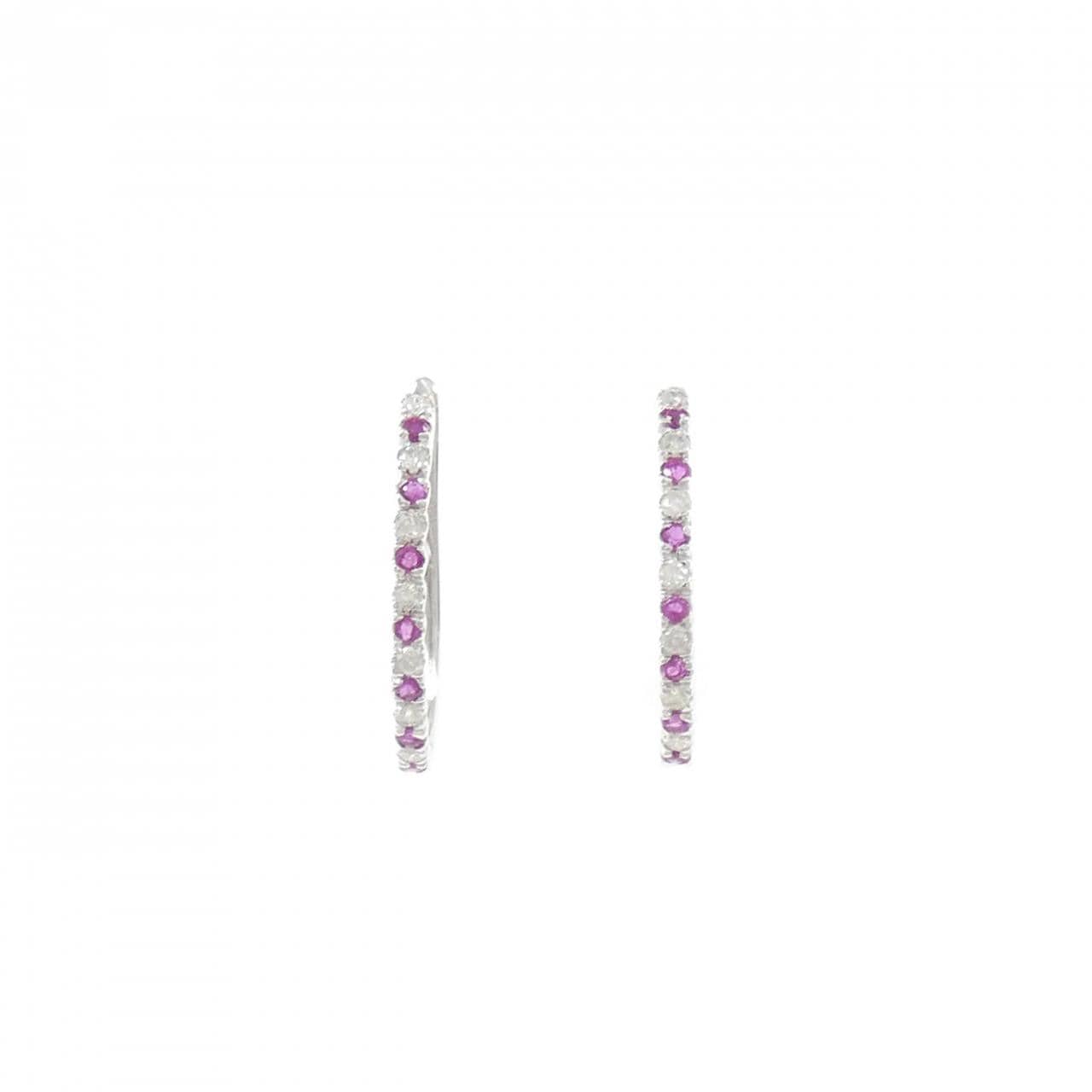 K18WG ルビー ピアス 0.18CT