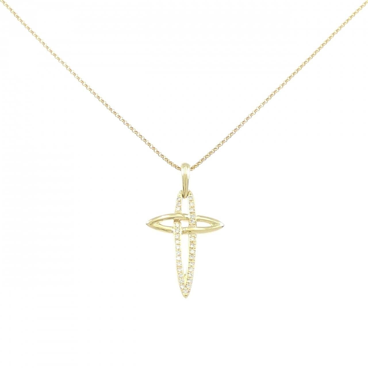 K18YG クロス ダイヤモンド ネックレス 0.20CT