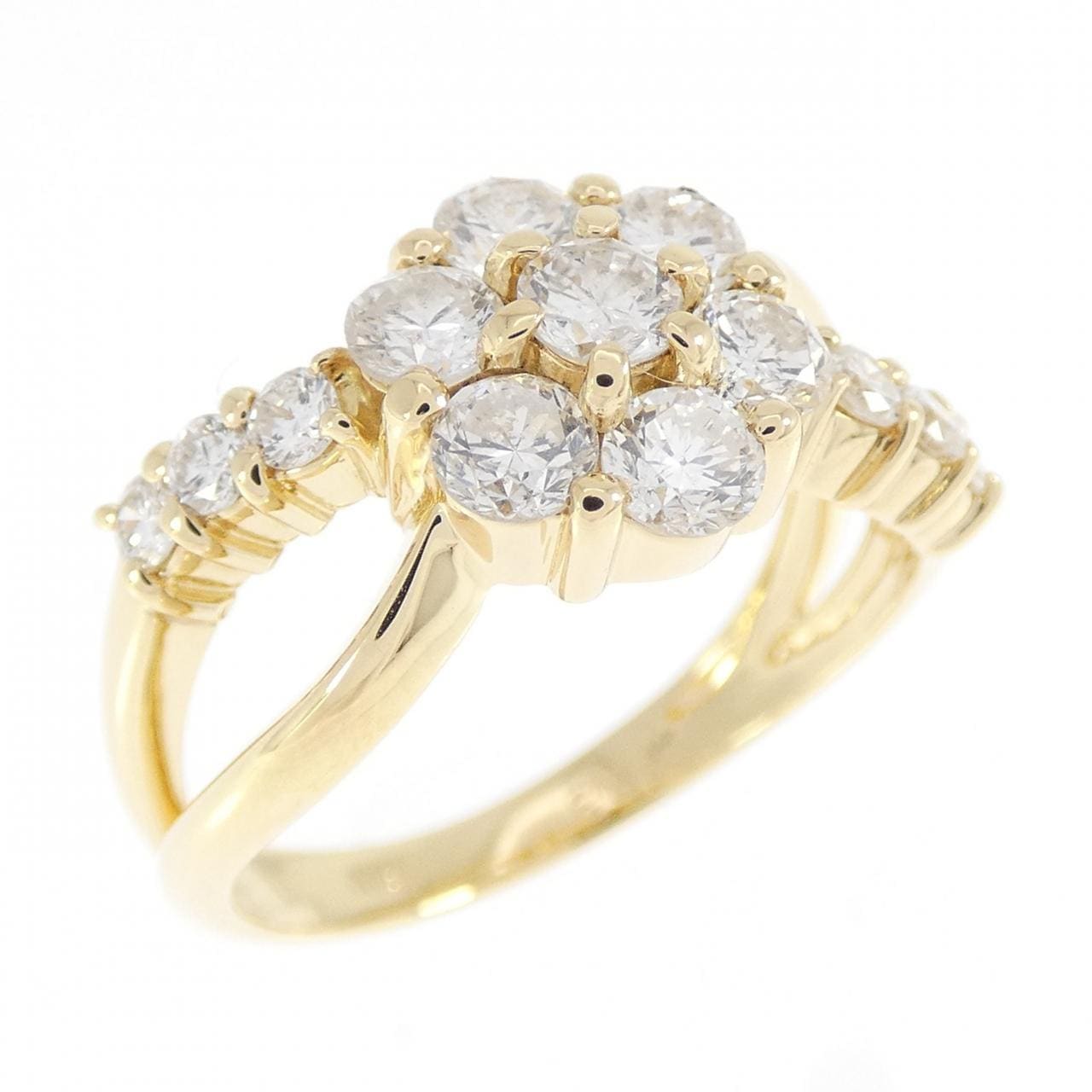 K18YG フラワー ダイヤモンド リング 1.13CT