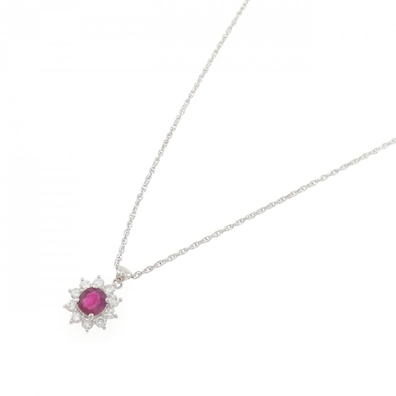 PT900/PT850 ルビー ネックレス 0.797CT