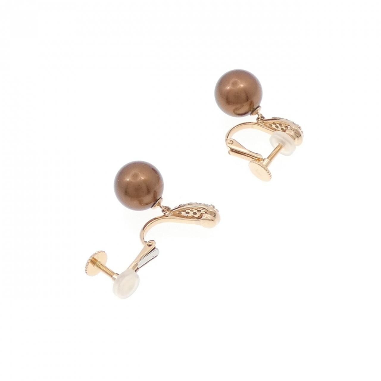 K18PG 黒蝶パール イヤリング 9.2mm