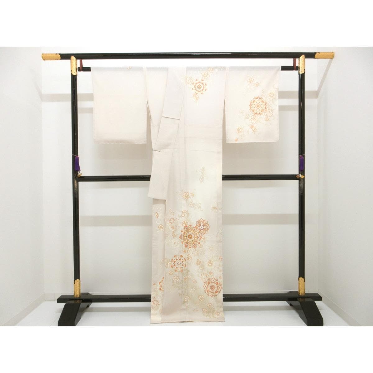 【新品】単衣　駒絽訪問着　友禅金彩加工　刺繍入りボカシ染