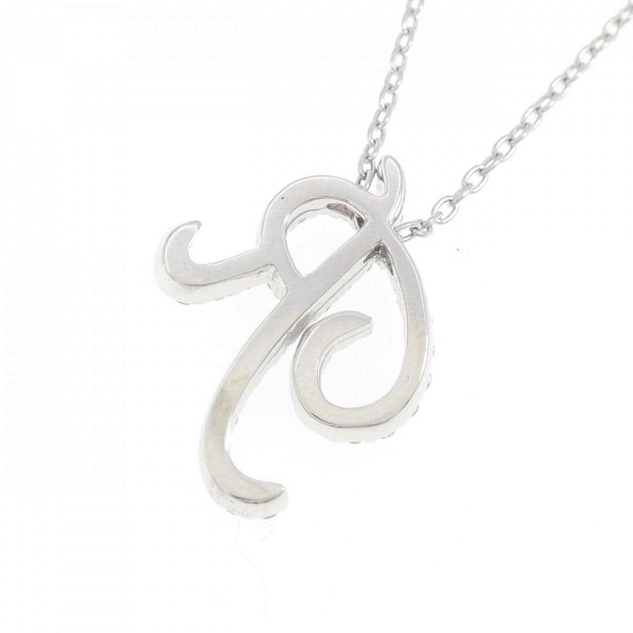 K18WG イニシャルR ダイヤモンド ネックレス 0.30CT