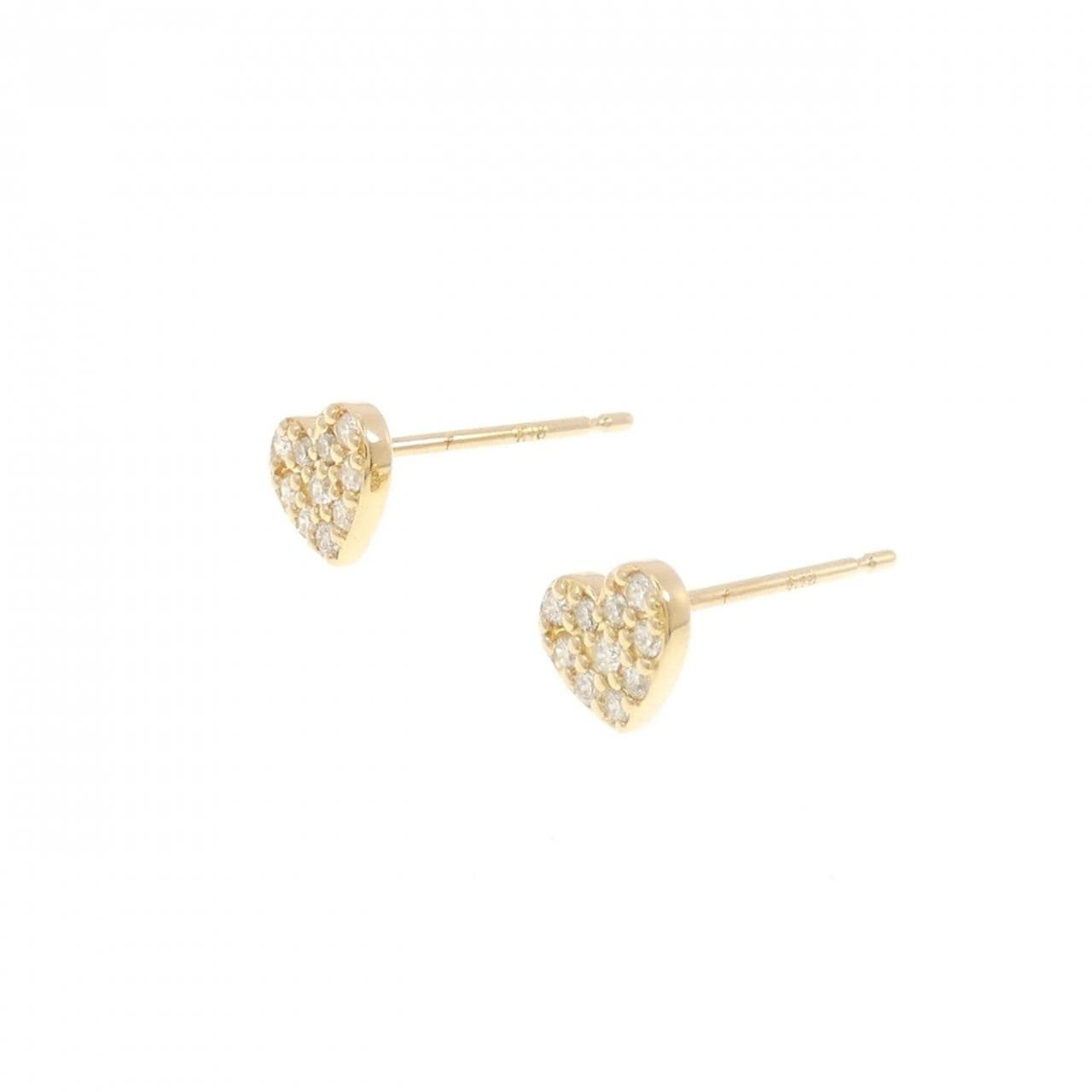 K18YG ハート ダイヤモンド ピアス 0.104CT