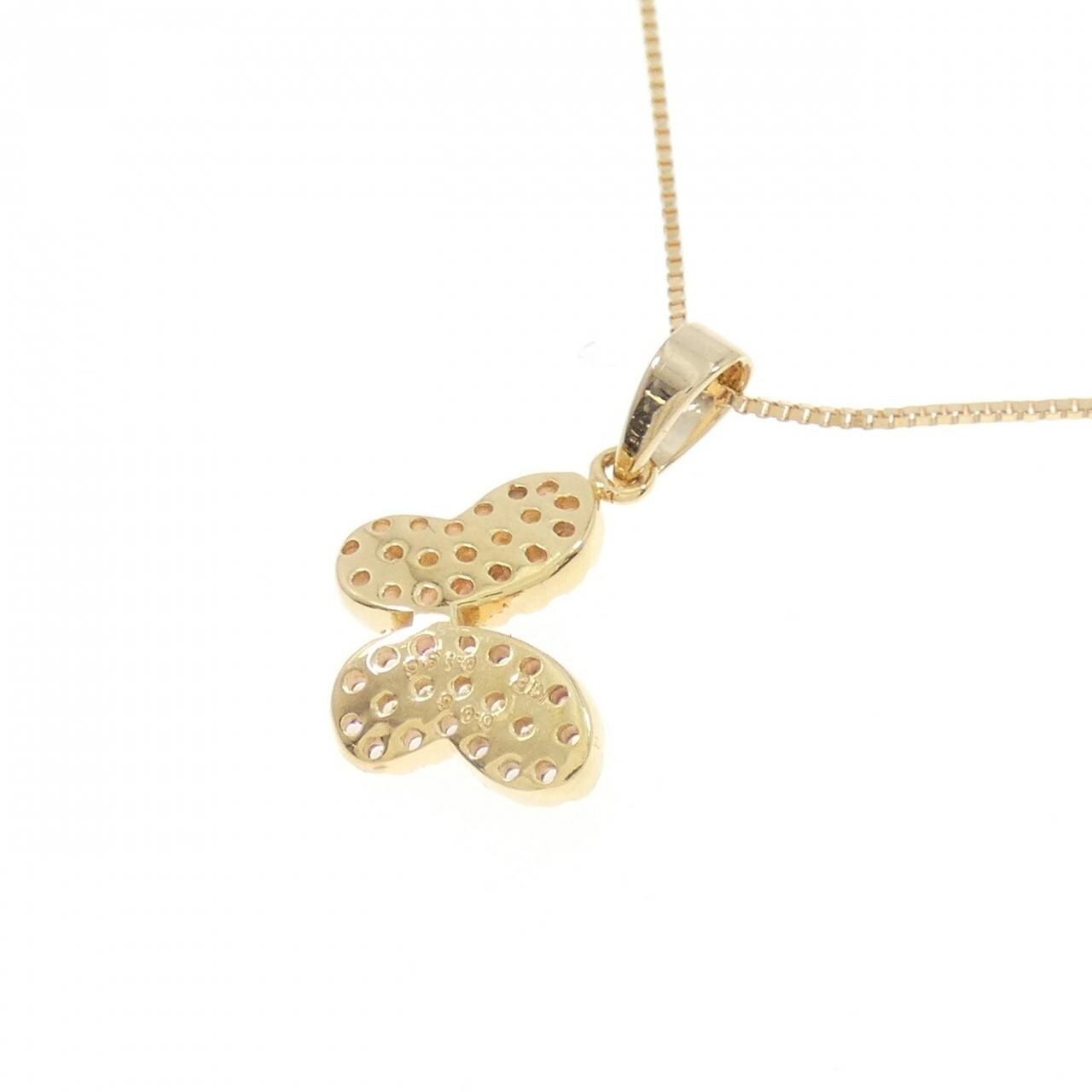 K18PG butterfly sapphire necklace 0.196CT