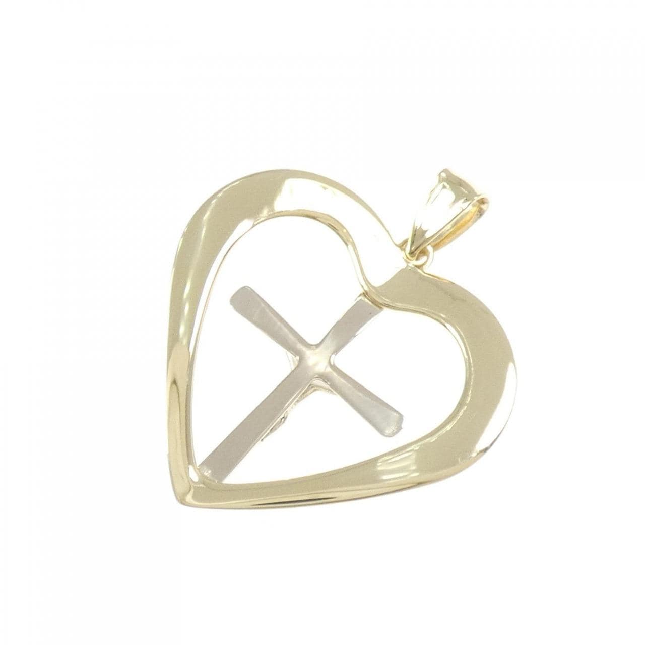 10KYG/10KWG ハート×クロス ペンダント
