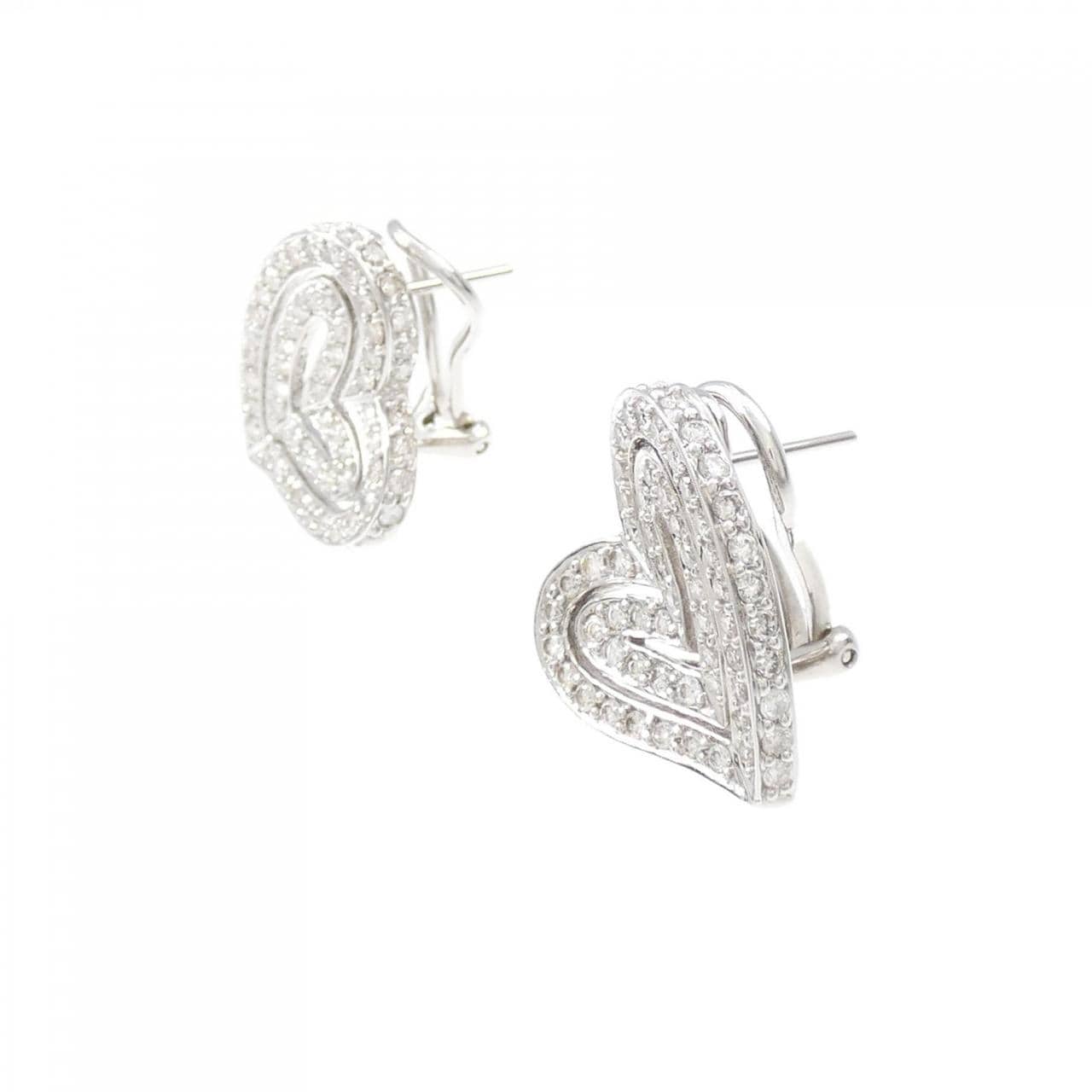 K18WG heart Diamond earrings 1.78CT