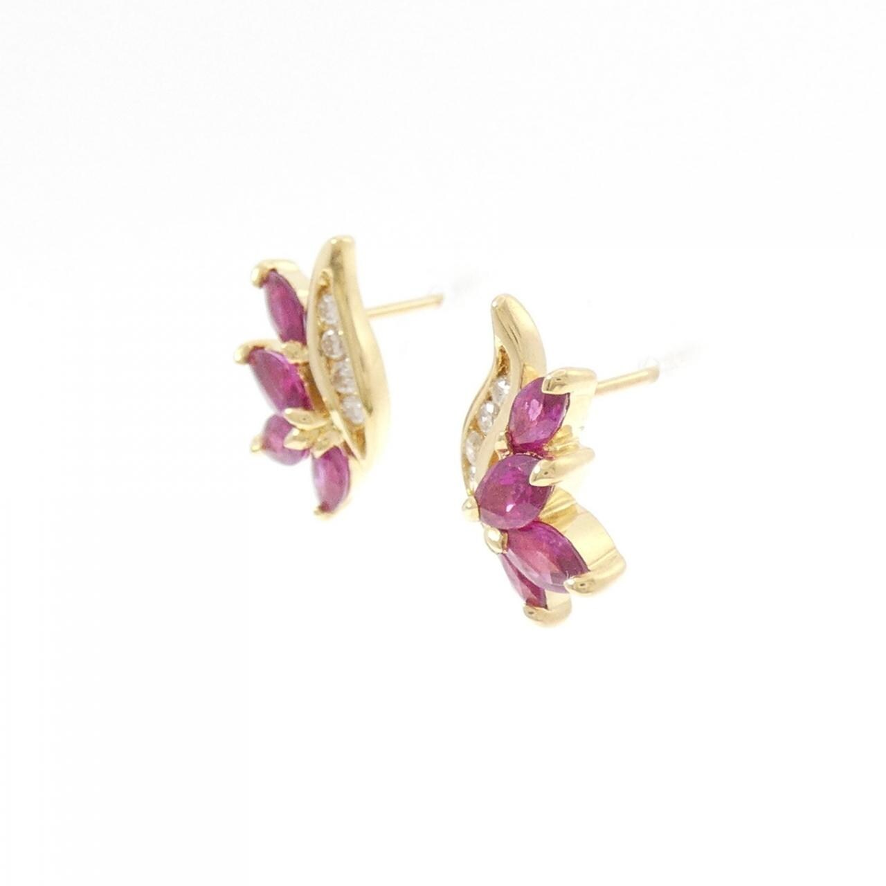 K18YG紅寶石耳釘0.90CT