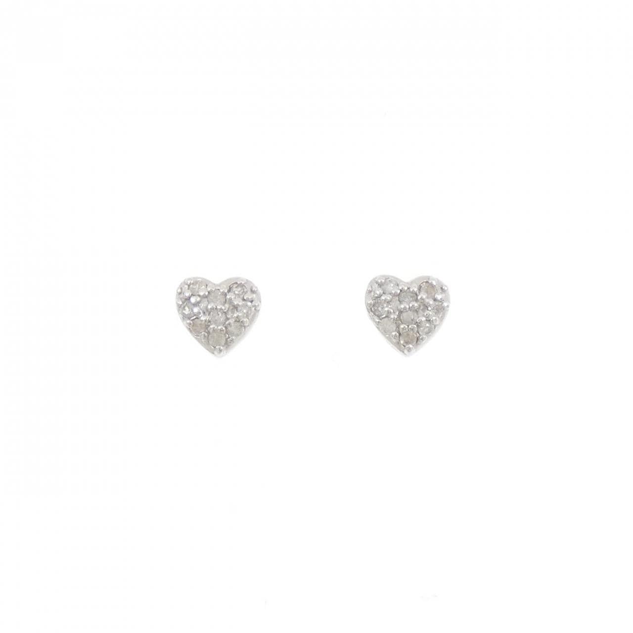K18WG ハート ダイヤモンド ピアス 0.20CT