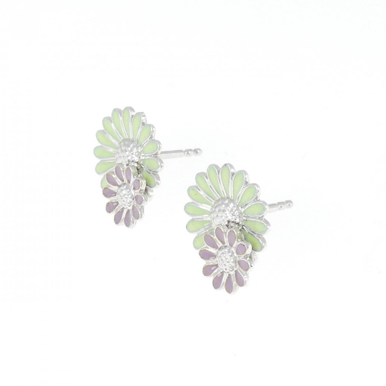 Georg Jensen Flower Enamel Earrings